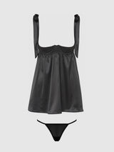 House of Desire Brigeta Satin Open Cup Babydoll Set
