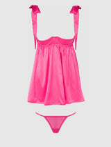 House of Desire Brigeta Satin Open Cup Babydoll Set