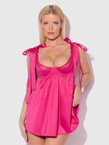 House of Desire Brigeta Satin Open Cup Babydoll Set