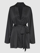 Brigeta Short Satin Robe Black
