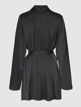 Brigeta Short Satin Robe Black