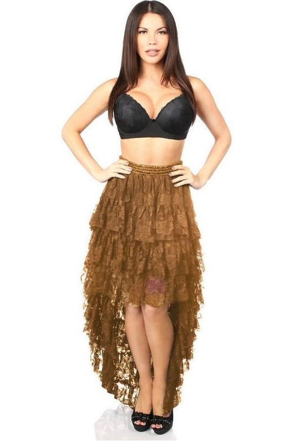 Daisy Corsets LIMITED EDITION Brown High Low Lace Skirt