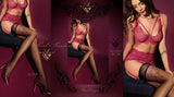 Ballerina Black Secret BS158 Patterned Thigh Highs Black with Bow