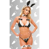 Baci Lingerie Hop & Tease Bunny 5-pc Set - Black/White