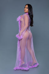 Burlesque BeWicked Marabou Robe Lavender