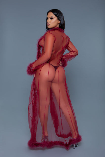 Burlesque BeWicked Marabou Robe Maroon