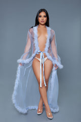 Burlesque BeWicked Marabou Robe Periwinkle