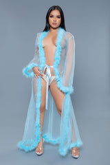 Burlesque BeWicked Marabou Robe Turquoise