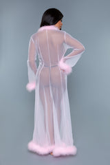 Burlesque BeWicked Marabou Sheer Robe Candy Pink