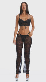 Forplay Layer of Seduction Layered Lace Longline Bra and Pants Lingerie Set