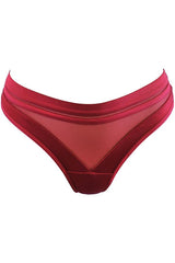 Sheer Stripe Brazilian Thong Deep Burgundy
