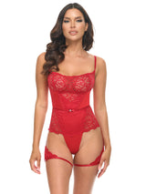 Candice Satin & Lace Teddy Red