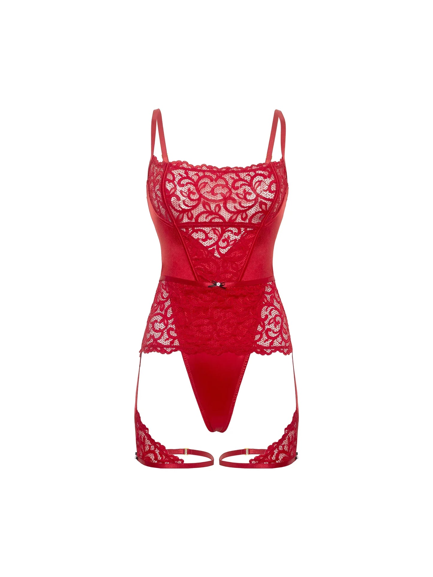Oh la la Cheri Candice Satin & Lace Teddy Red