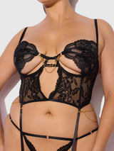 Cecily Lace & Chain Bustier & Backless Hipster Set