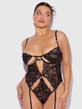 Cecily Lace & Chain Gartered Teddy