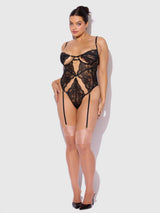 Cecily Lace & Chain Gartered Teddy