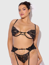 Cecily Lace & Chain Open Cups Bra Set