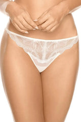 Sensuous Charlize ivory lace thong with delicate floral pattern and breathable cotton crotch.