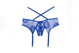 Allure Lingerie Charlotte Lace Open Garter Panty Blue