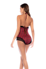 Mapale Lounge Check Me Out Sleep Romper Red Plaid