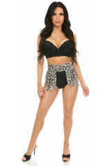 Daisy Corsets Print Faux Leather Fringe Skirt
