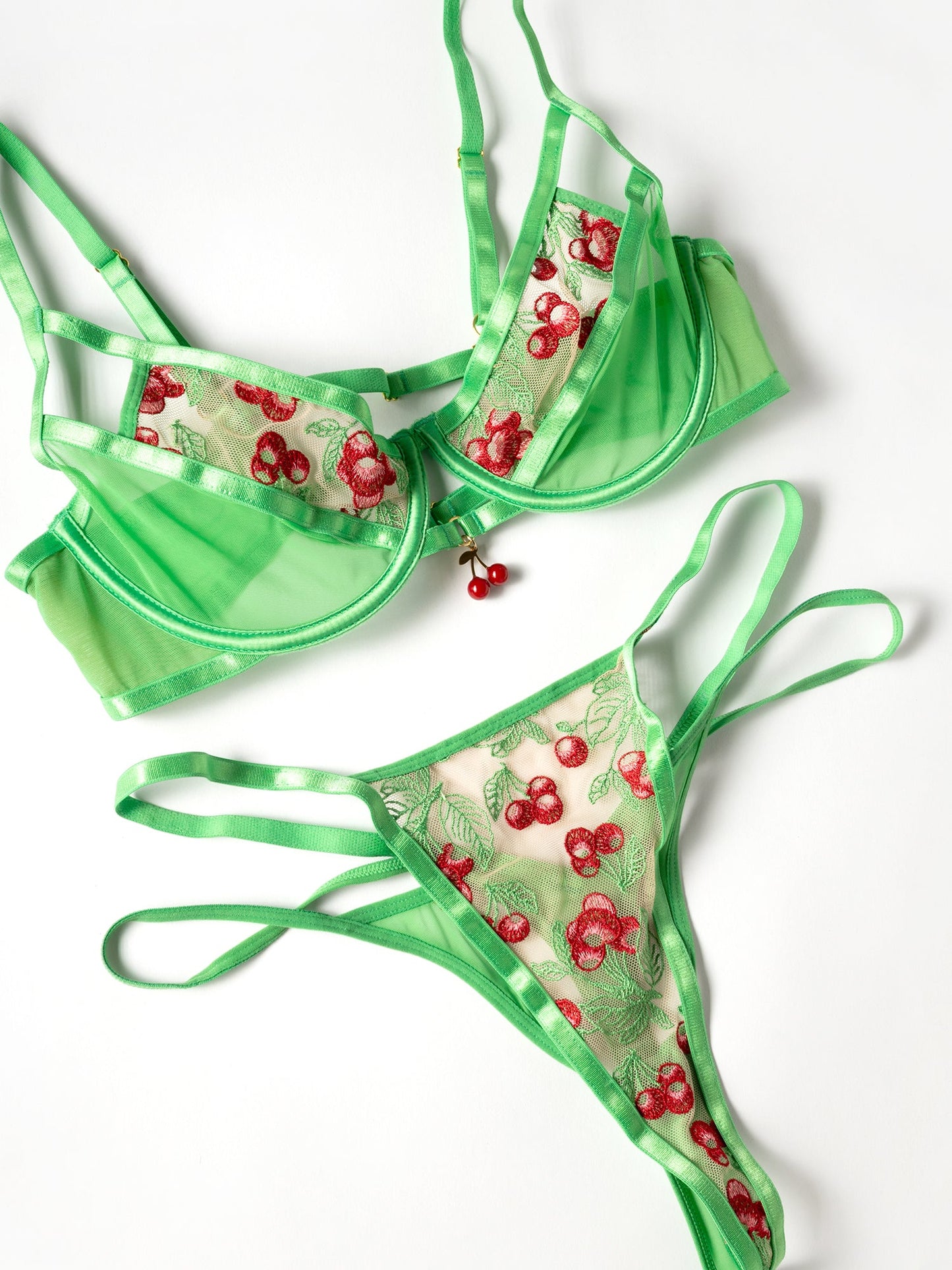 Oh la la Cheri Cherry Embroidered Bra Set