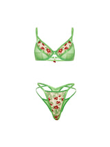 Cherry Embroidered Bra Set