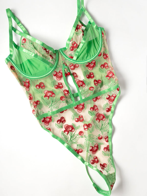 Cherry Embroidered Teddy