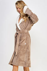 BeWicked Chic Plush Cozy Fleece Sydney Robe Brown