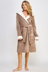 BeWicked Chic Plush Cozy Fleece Sydney Robe Brown