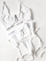 Oh la la Cheri Clarinda Sexy Open Cups Garter Bra Set with Rhinestones
