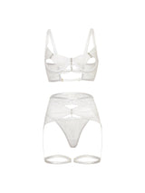 Oh la la Cheri Clarinda Sexy Open Cups Garter Bra Set with Rhinestones