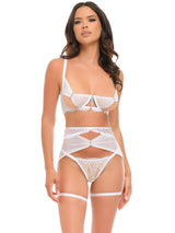 Oh la la Cheri Clarinda Sexy Open Cups Garter Bra Set with Rhinestones
