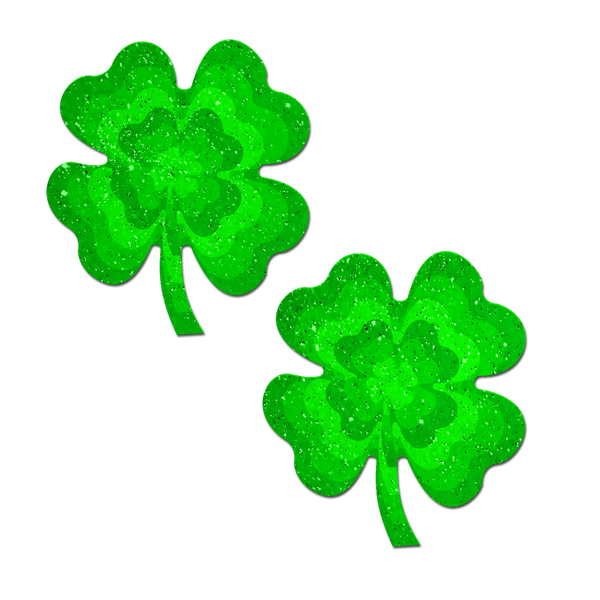 Pastease Four Leaf Clover Glitter Velvet Pumping Shamrock - Green