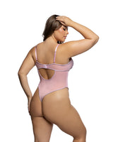 Roma Confidential Queen Teddy Lurex Metallic Shimmer Mesh Keyhole Underwire Cosmic Shimmer Pink