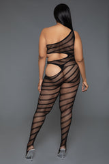 BeWicked Crazy For You Bodystocking Black Stripes