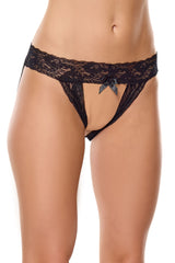 Coquette Crotchless Panty with Pretty Lace Bow Back