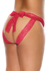 Coquette Crotchless Panty with Pretty Lace Bow Back