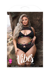 Fantasy Curve Vibes F*ck Labels Crop Top & High Waist Bottoms Set-Rebel Romance