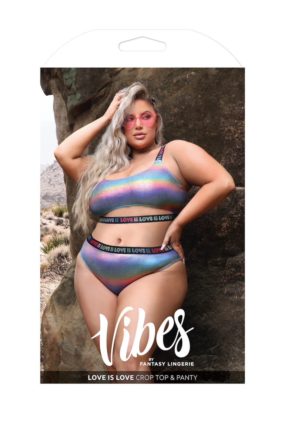 Fantasy Curve Vibes Love is Love Crop Top Bra & Panty Set-Rebel Romance