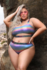 Fantasy Curve Vibes Love is Love Crop Top Bra & Panty Set-Rebel Romance