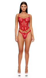 Forplay La Vie en Rose Metallic Embroidered Bustier Set