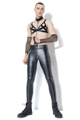 Coquette Queen Cross The Line Bra Top & Harness Set Wet Look Black