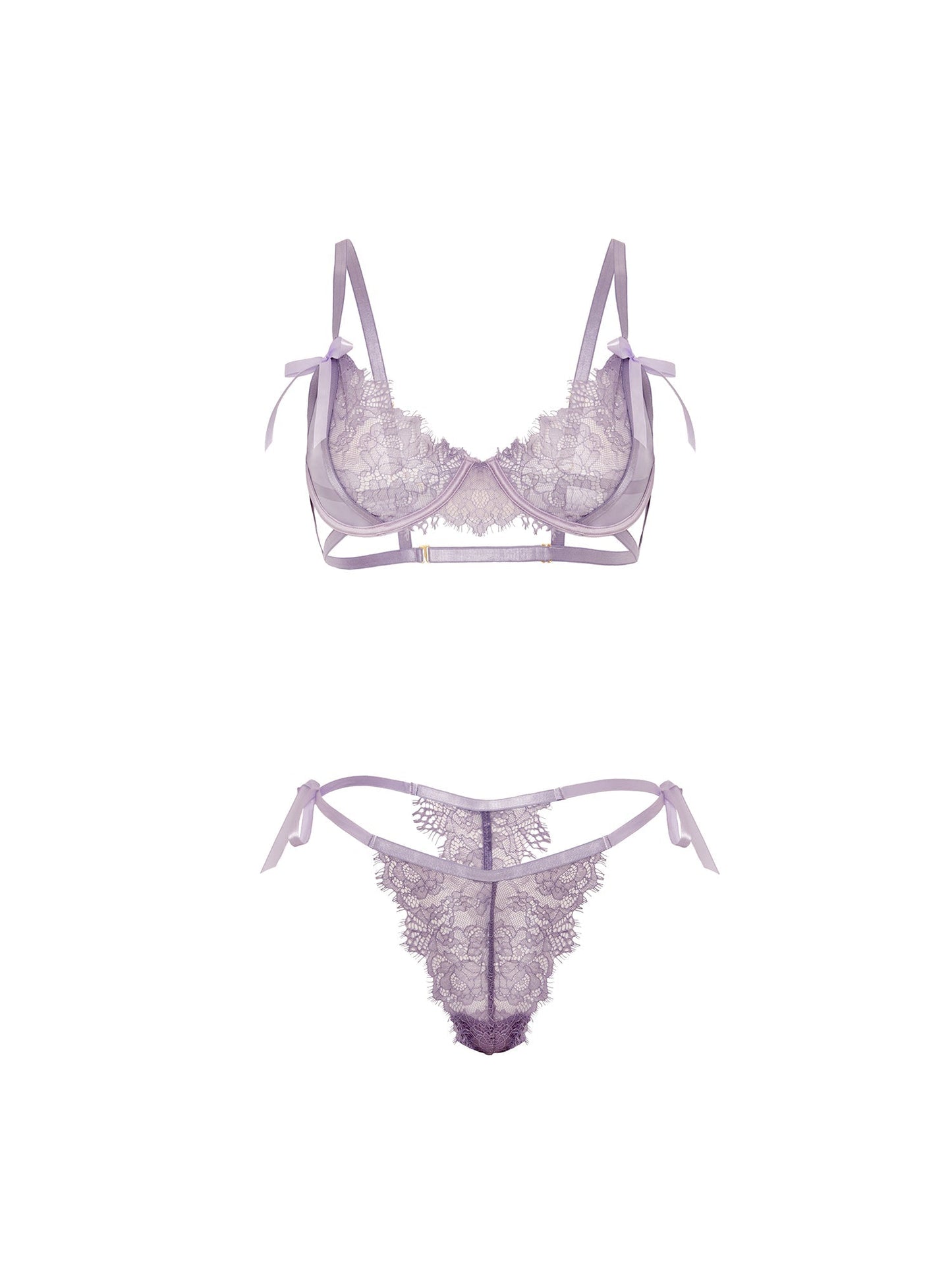 Oh la la Cheri Dahlyia Unlined Cups Underwire Bra Set Purple Haze