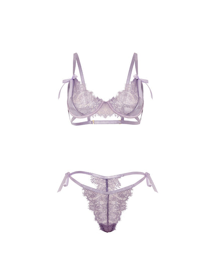 Oh la la Cheri Dahlyia Unlined Cups Underwire Bra Set Purple Haze