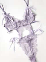 Oh la la Cheri Dahlyia Unlined Underwire Lace Teddy Purple Haze