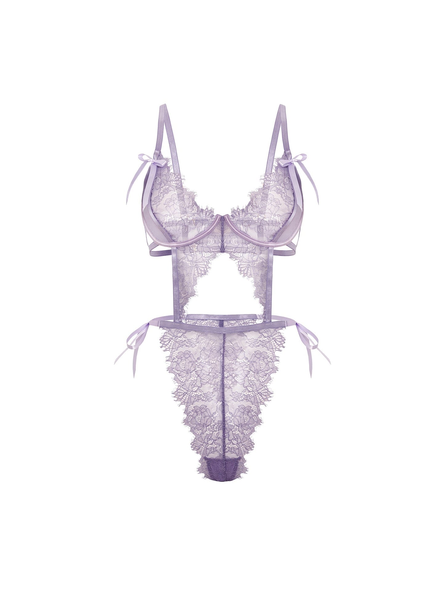Oh la la Cheri Dahlyia Unlined Underwire Lace Teddy Purple Haze