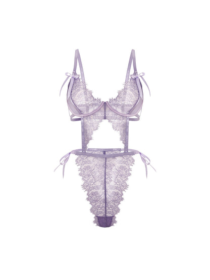Oh la la Cheri Dahlyia Unlined Underwire Lace Teddy Purple Haze