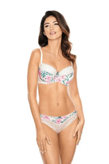 Gorgeous Daisy Push-up Bra in white with feminine floral pattern and subtle lace, enhancing cleavage.
