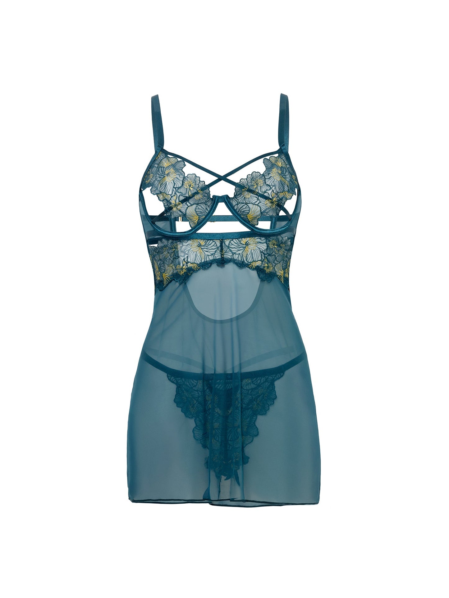 Oh la la Cheri Daphne Underwire Caged Cups Babydoll Set